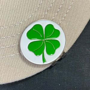 Lucky 4 Leaf Clover Marker Hat Clip set, Enameled Metal Marker w/magnetic clip